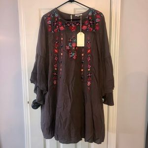 Gray embroidered dress